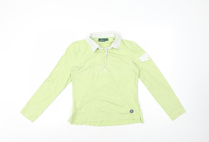 Chervo Womens Green Cotton Basic Polo Size 12 Collared