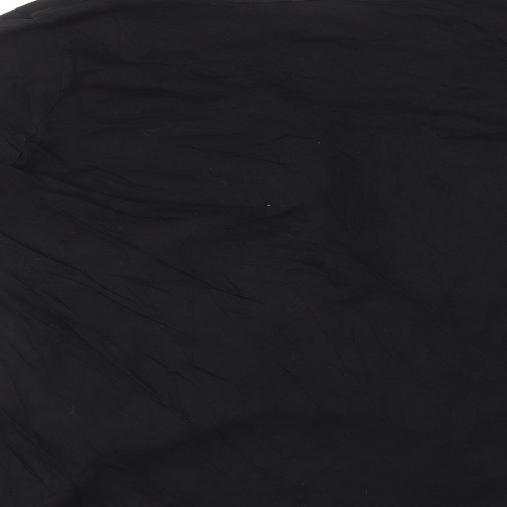 TU Womens Black Cotton Basic T-Shirt Size 14 V-Neck