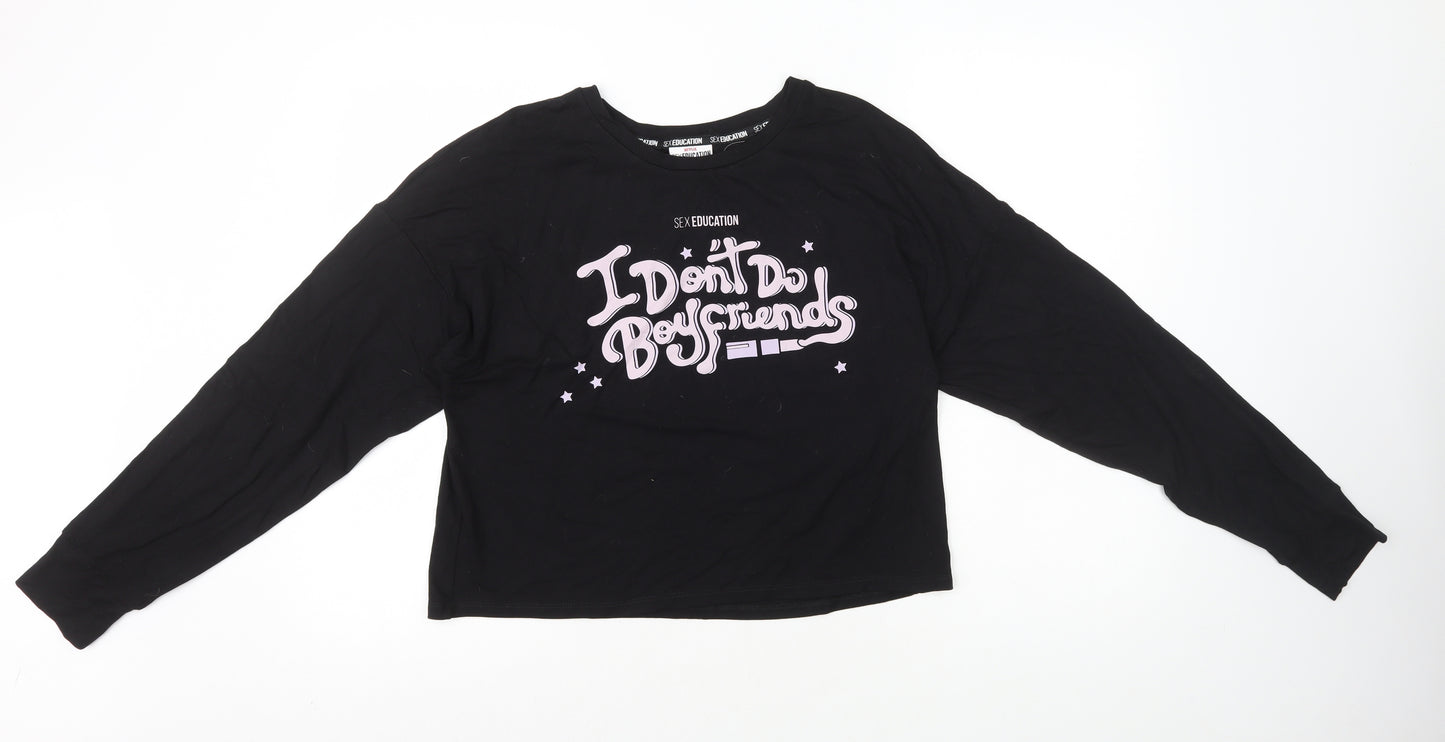 Primark Womens Black Viscose Basic T-Shirt Size M Round Neck - I don't do boyfriends