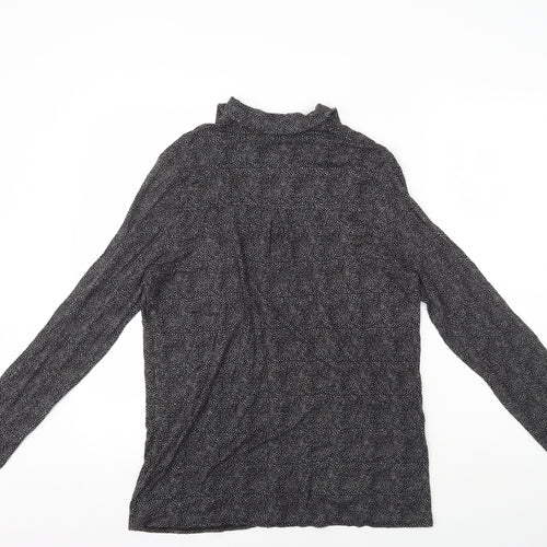 TU Womens Black Polka Dot Viscose Basic Button-Up Size 12 Collared
