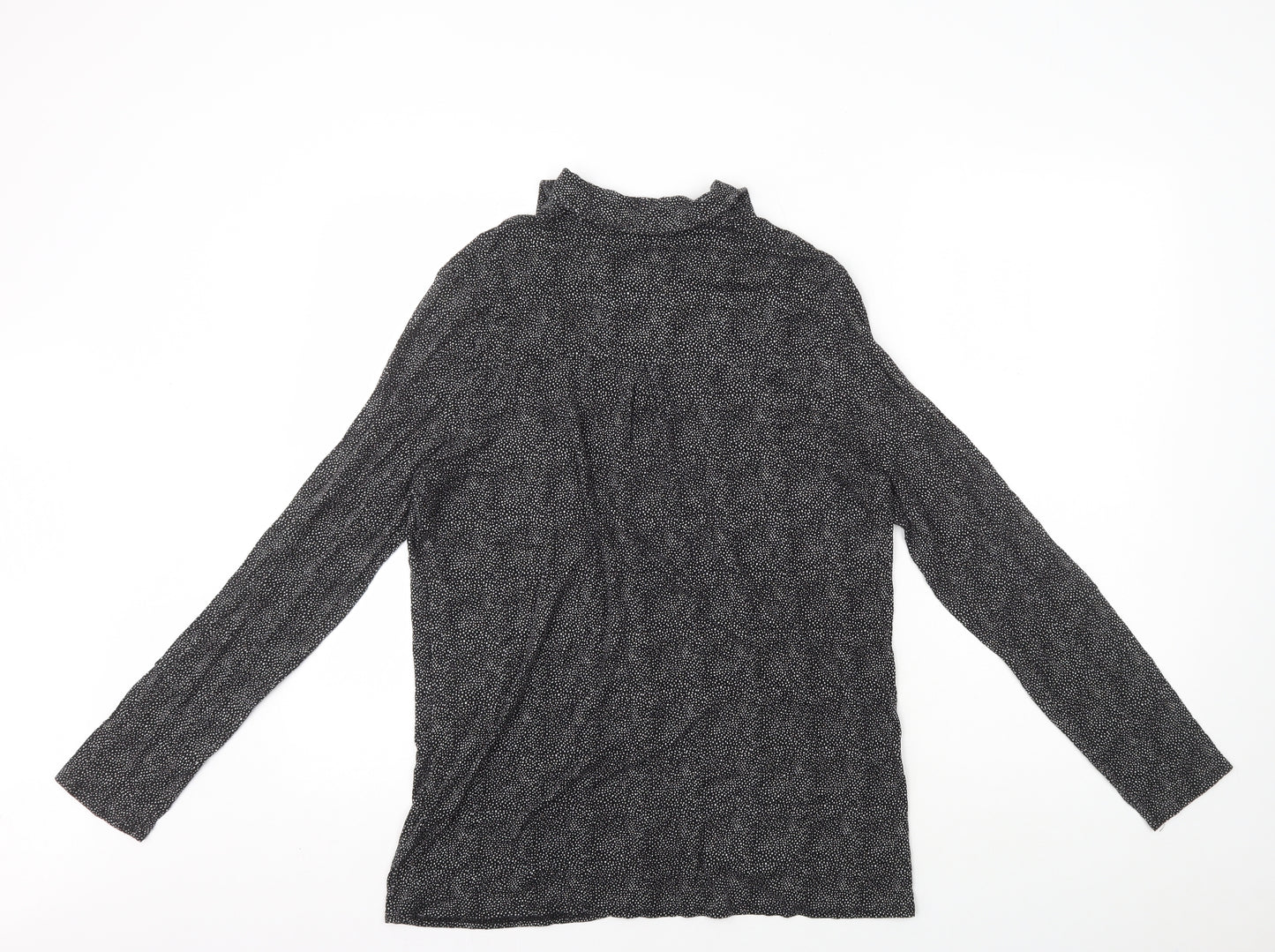 TU Womens Black Polka Dot Viscose Basic Button-Up Size 12 Collared
