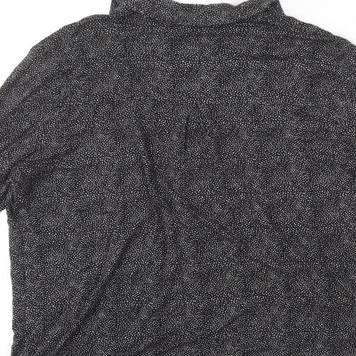 TU Womens Black Polka Dot Viscose Basic Button-Up Size 12 Collared