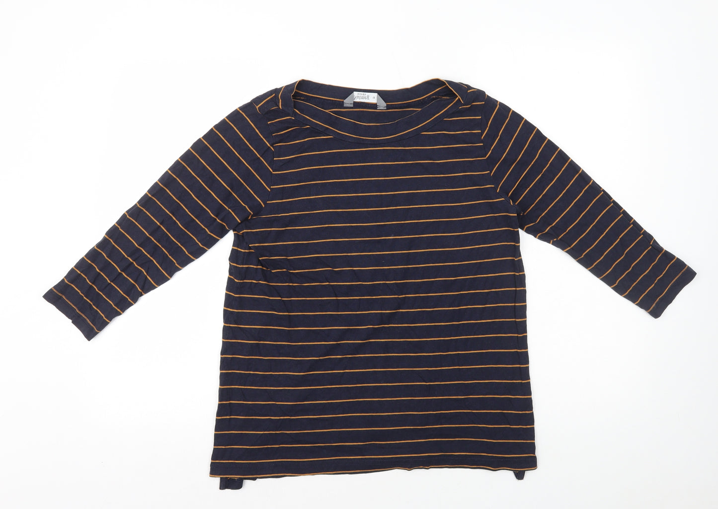 Nutmeg Womens Blue Striped Cotton Basic T-Shirt Size 12 Round Neck