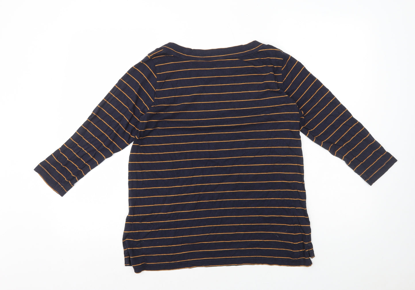 Nutmeg Womens Blue Striped Cotton Basic T-Shirt Size 12 Round Neck