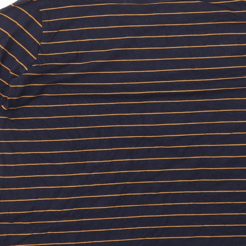 Nutmeg Womens Blue Striped Cotton Basic T-Shirt Size 12 Round Neck