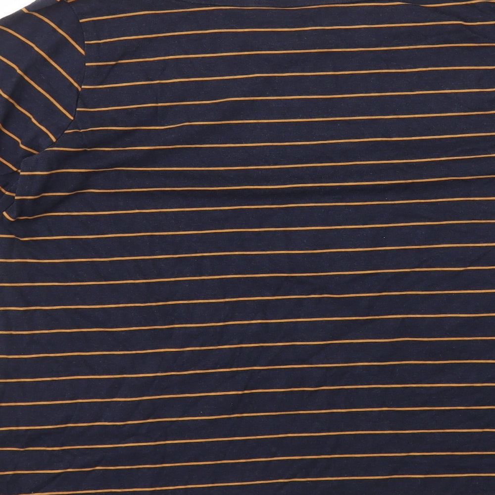 Nutmeg Womens Blue Striped Cotton Basic T-Shirt Size 12 Round Neck