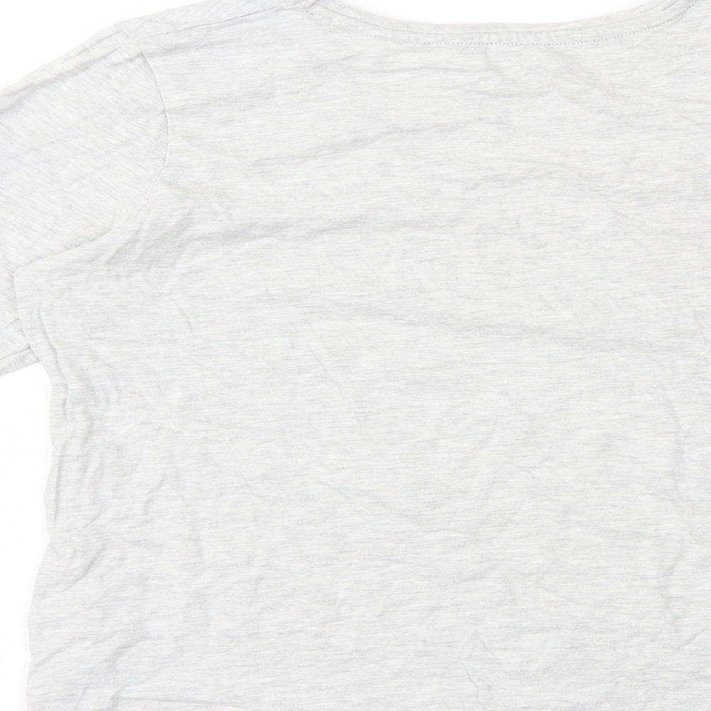 Young Dimension Girls Grey Cotton Basic T-Shirt Size 12-13 Years Round Neck Pullover - Love Flowers