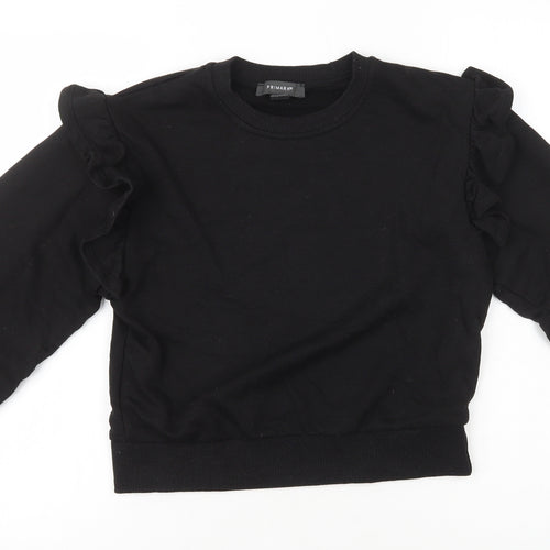 Primark Womens Black Polyester Pullover Sweatshirt Size 2XS Pullover - Ruffle Shoulder