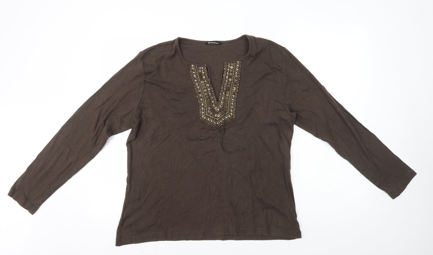 Brandtex Womens Brown 100% Cotton Basic T-Shirt Size XL V-Neck