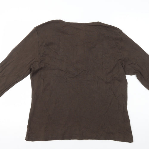 Brandtex Womens Brown 100% Cotton Basic T-Shirt Size XL V-Neck