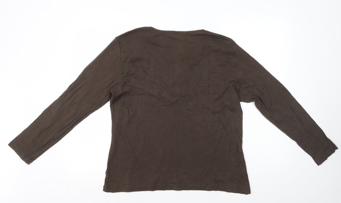 Brandtex Womens Brown 100% Cotton Basic T-Shirt Size XL V-Neck