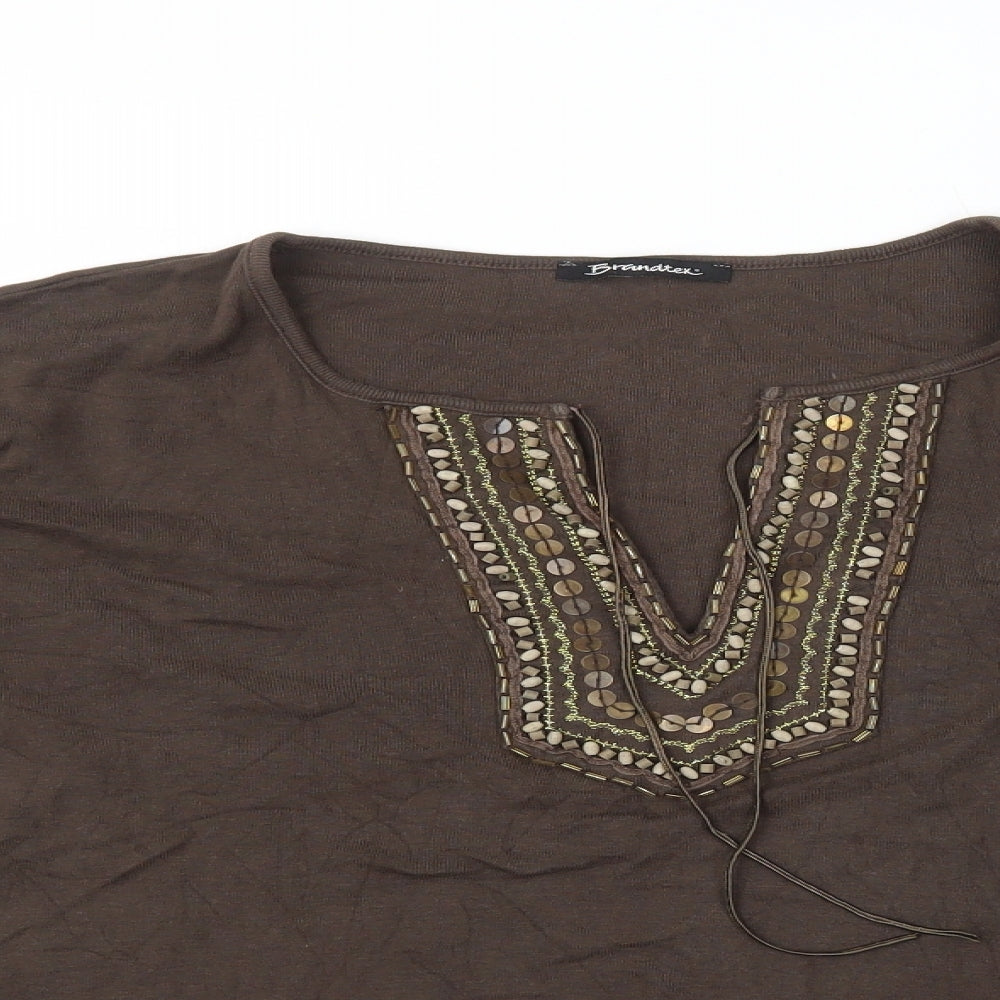 Brandtex Womens Brown 100% Cotton Basic T-Shirt Size XL V-Neck