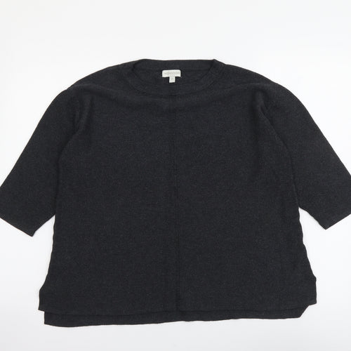 Monsoon Womens Grey Round Neck Viscose Henley Jumper Size M
