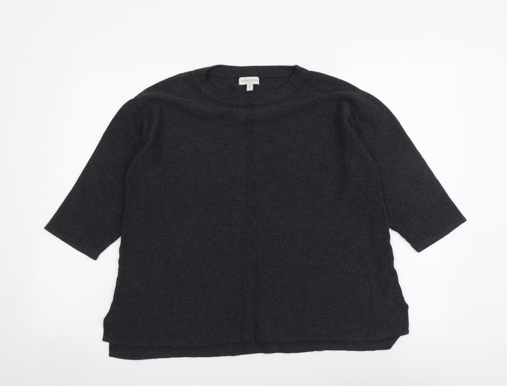 Monsoon Womens Grey Round Neck Viscose Henley Jumper Size M