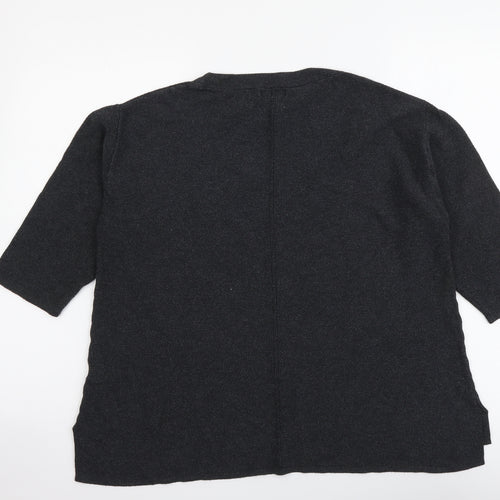 Monsoon Womens Grey Round Neck Viscose Henley Jumper Size M