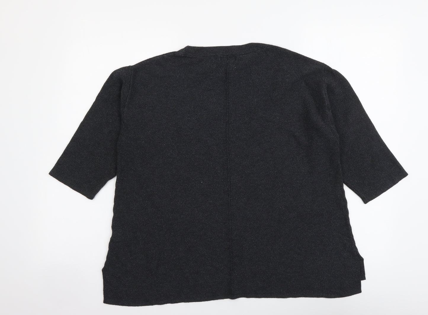 Monsoon Womens Grey Round Neck Viscose Henley Jumper Size M