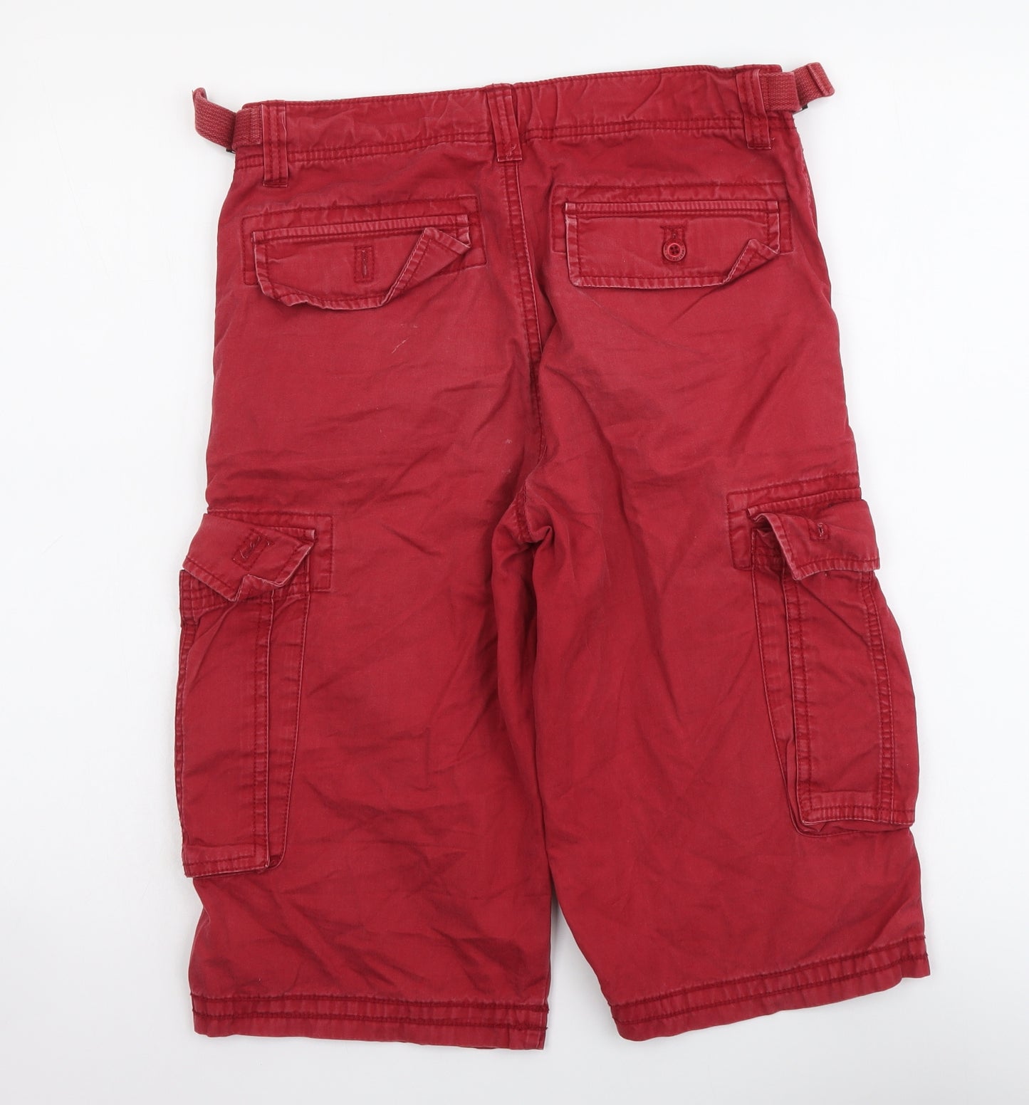 Mini Boden Boys Red Cotton Cargo Shorts Size 13 Years Regular Zip