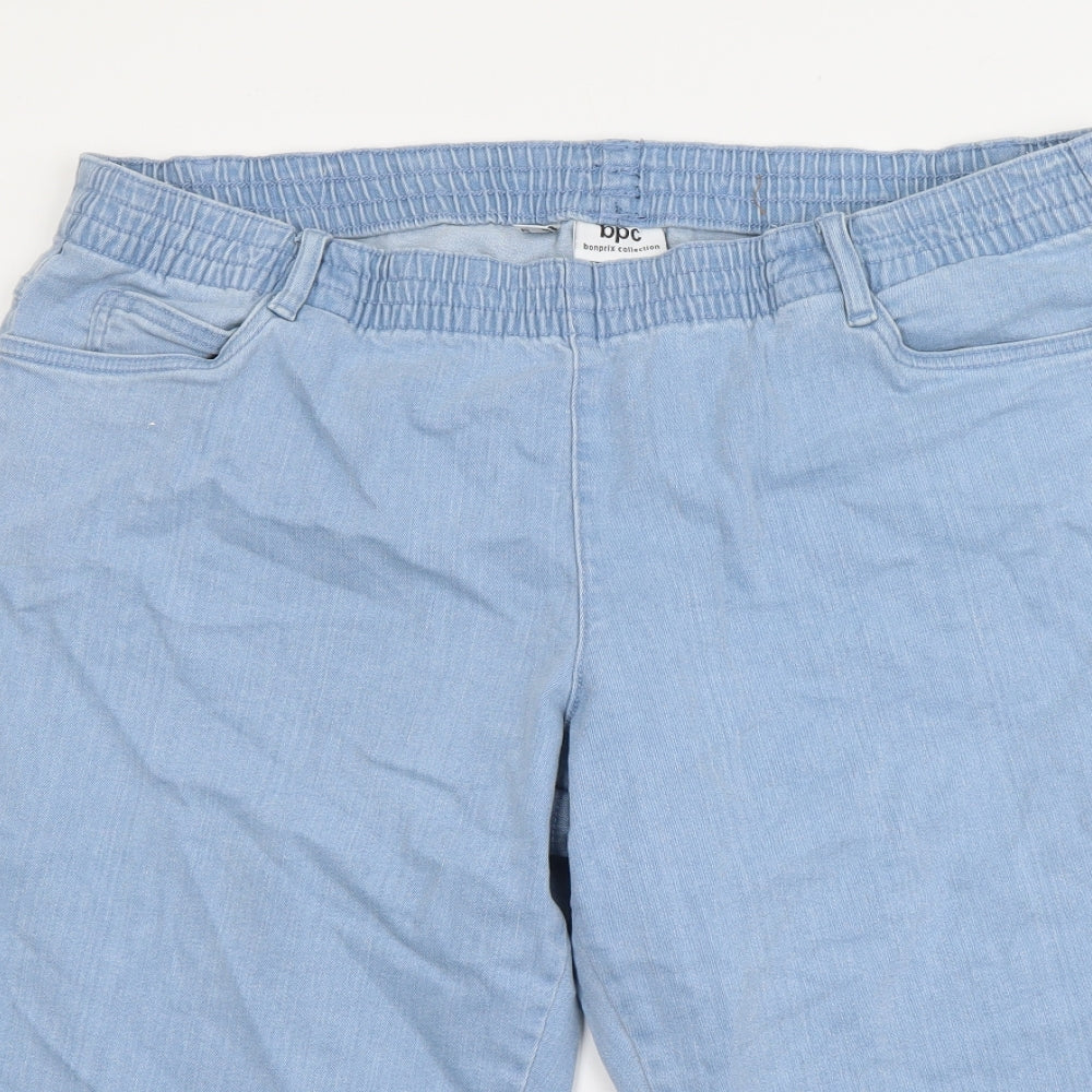 Bpc Womens Blue Cotton Chino Shorts Size 20 L14 in Regular Pull On