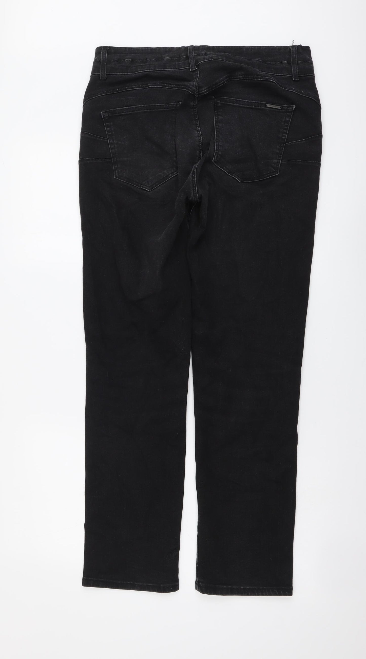 Jasper Conran Womens Grey Cotton Straight Jeans Size 16 L29 in Regular Button