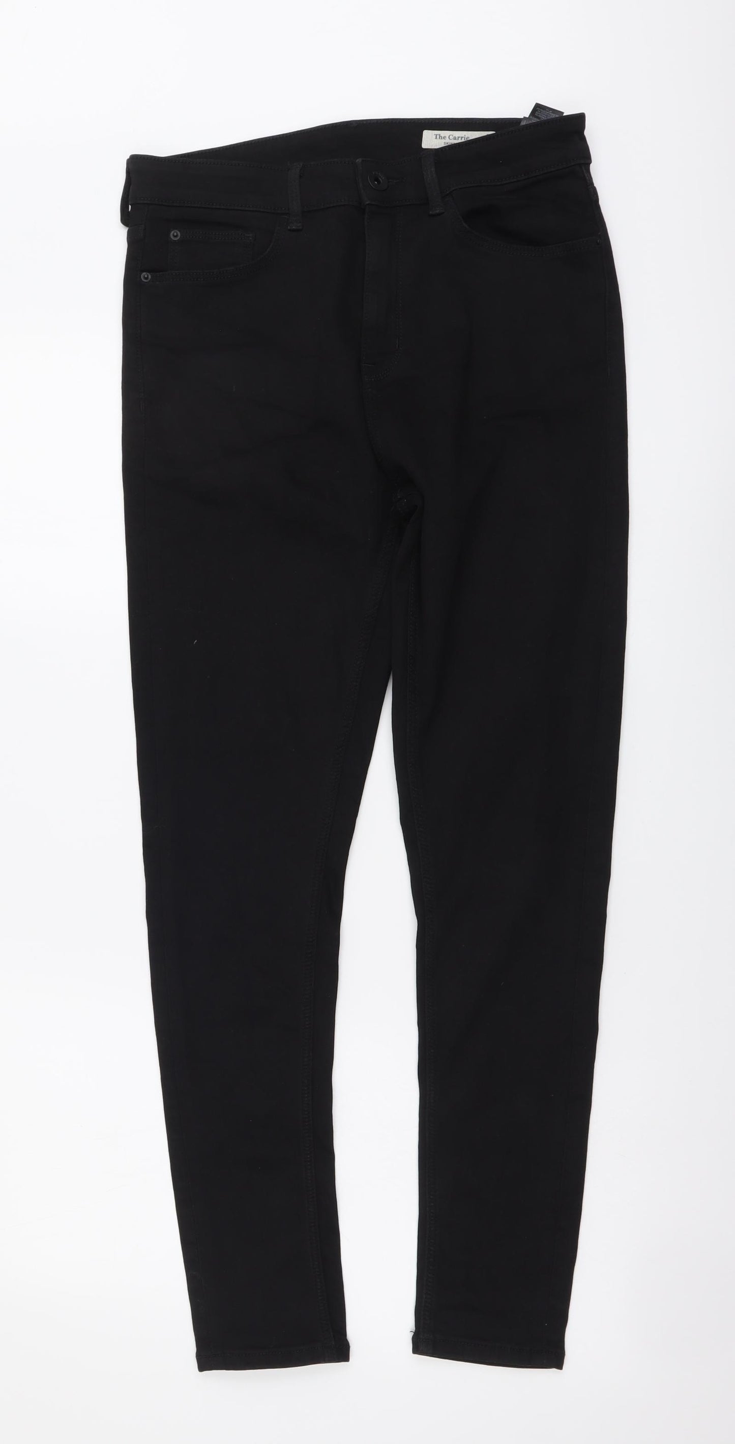 Marks and Spencer Womens Black Cotton Skinny Jeans Size 12 L28 in Regular Button