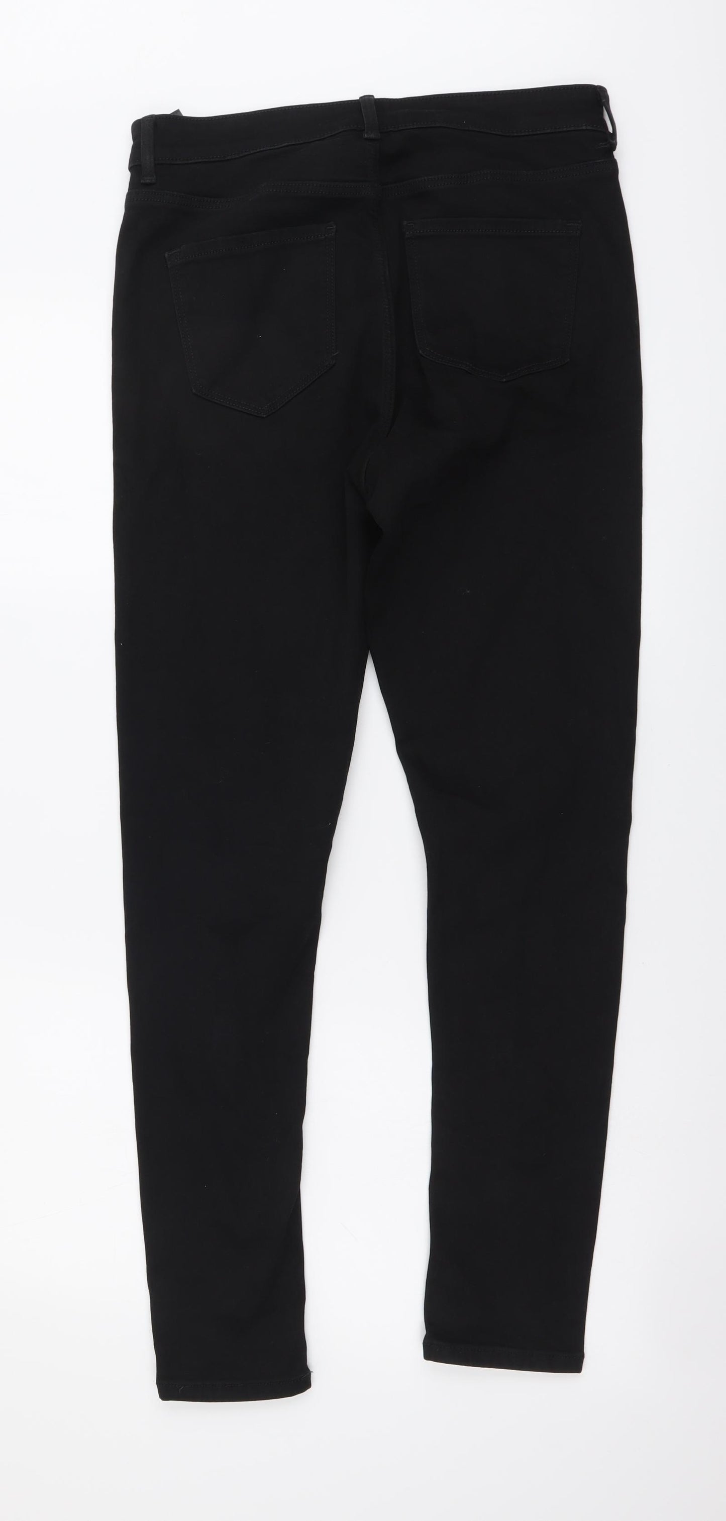 Marks and Spencer Womens Black Cotton Skinny Jeans Size 12 L28 in Regular Button