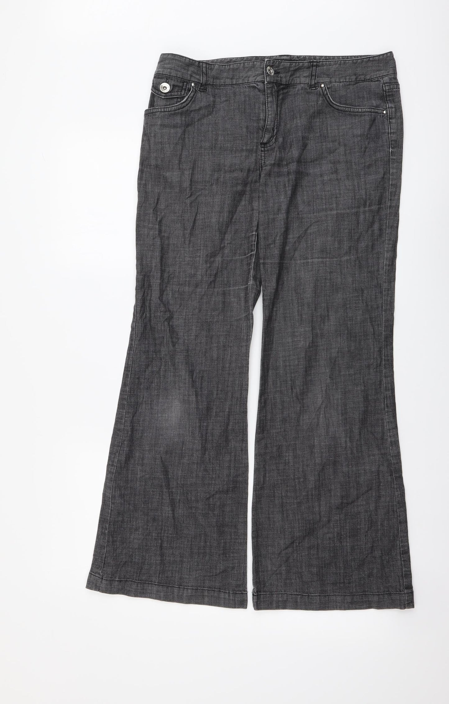 Autograph Womens Grey Cotton Bootcut Jeans Size 12 L28 in Regular Button