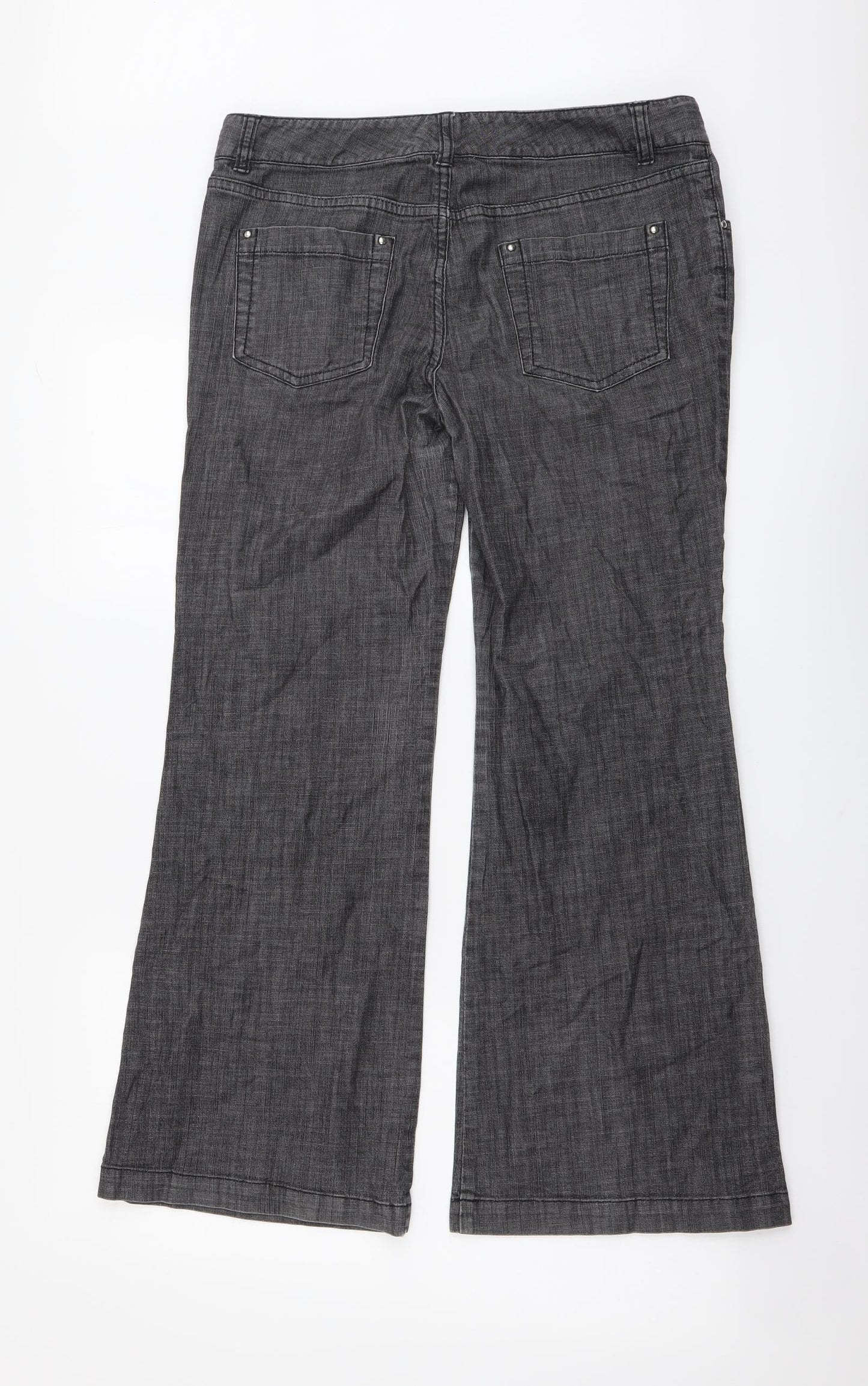 Autograph Womens Grey Cotton Bootcut Jeans Size 12 L28 in Regular Button