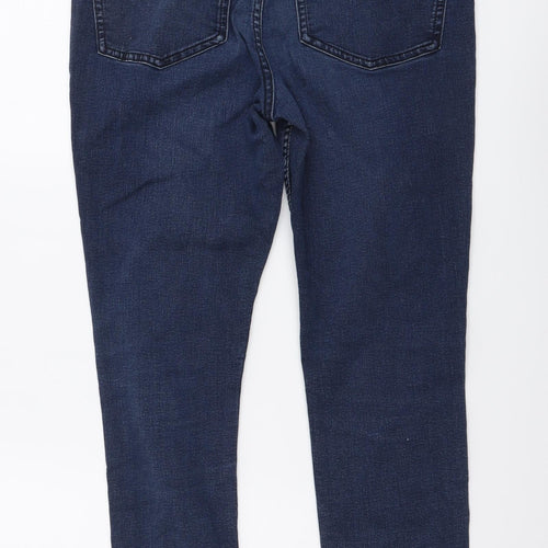 Marks and Spencer Womens Blue Cotton Skinny Jeans Size 12 L26 in Regular Button