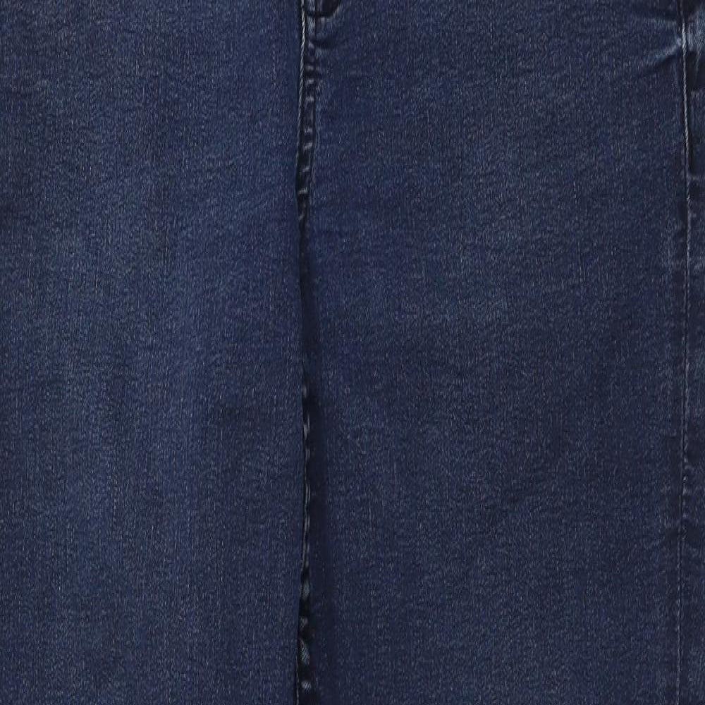Marks and Spencer Womens Blue Cotton Skinny Jeans Size 12 L26 in Regular Button