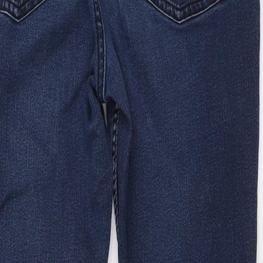 Marks and Spencer Womens Blue Cotton Skinny Jeans Size 12 L26 in Regular Button