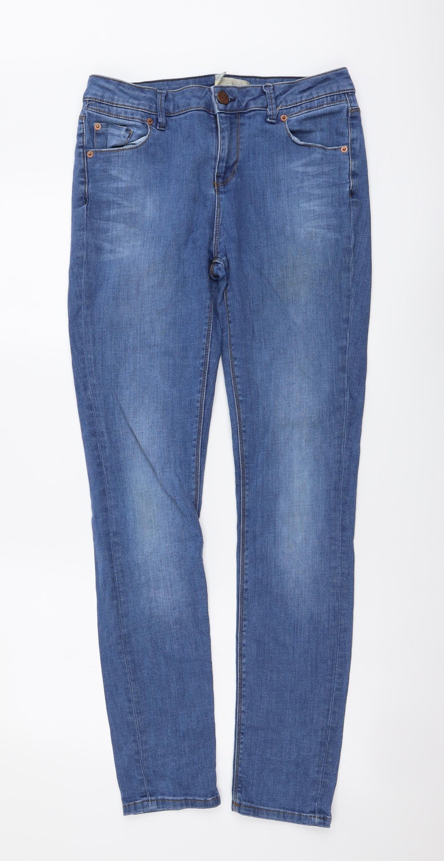 Topshop Mens Blue Cotton Skinny Jeans Size 30 in L32 in Regular Button
