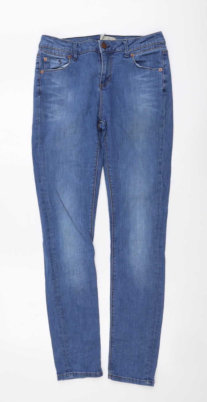 Topshop Mens Blue Cotton Skinny Jeans Size 30 in L32 in Regular Button