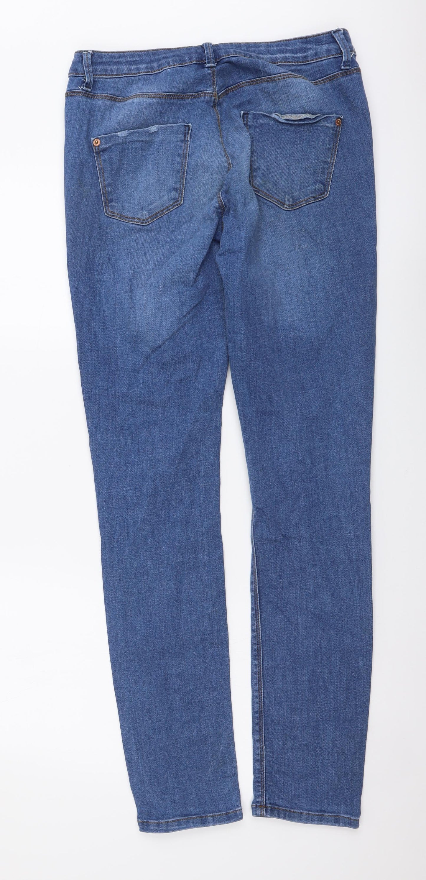 Topshop Mens Blue Cotton Skinny Jeans Size 30 in L32 in Regular Button