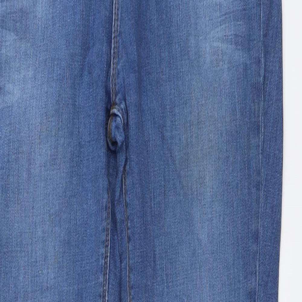 Topshop Mens Blue Cotton Skinny Jeans Size 30 in L32 in Regular Button