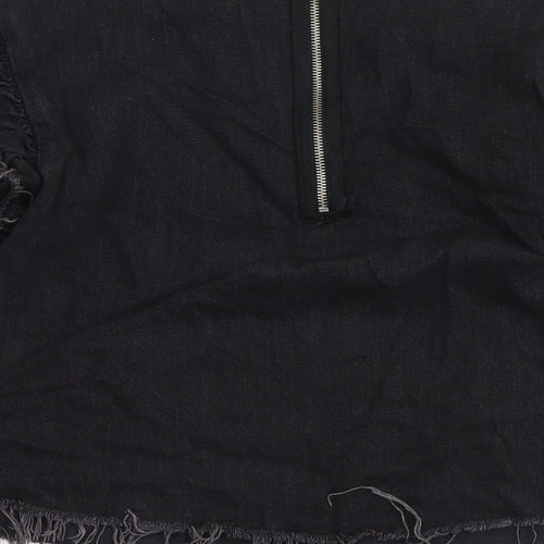 Zara Womens Grey Cotton Basic Blouse Size XS Round Neck