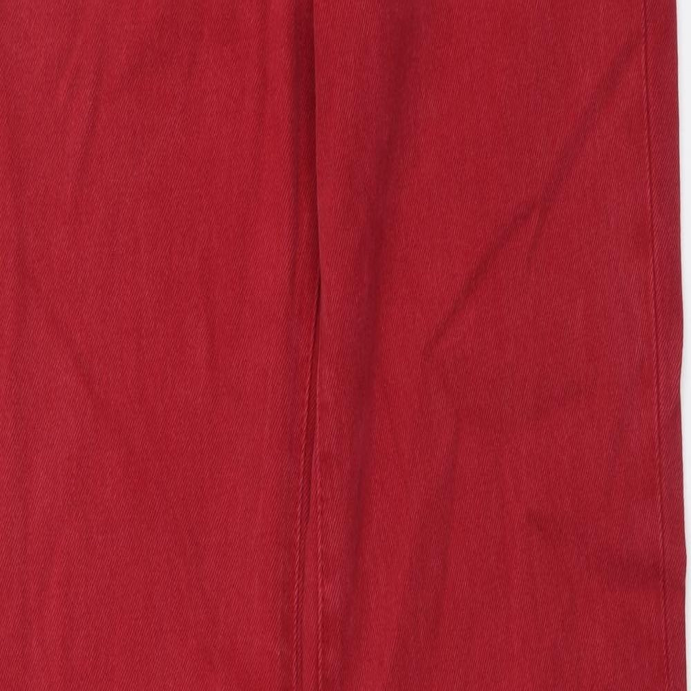Pull&Bear Womens Red Cotton Wide-Leg Jeans Size XS L32 in Regular Button