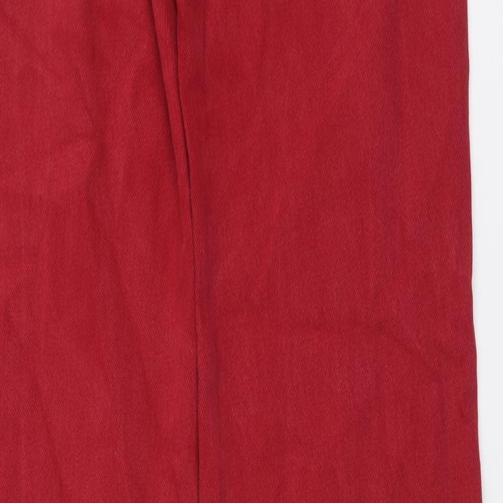 Pull&Bear Womens Red Cotton Wide-Leg Jeans Size XS L32 in Regular Button