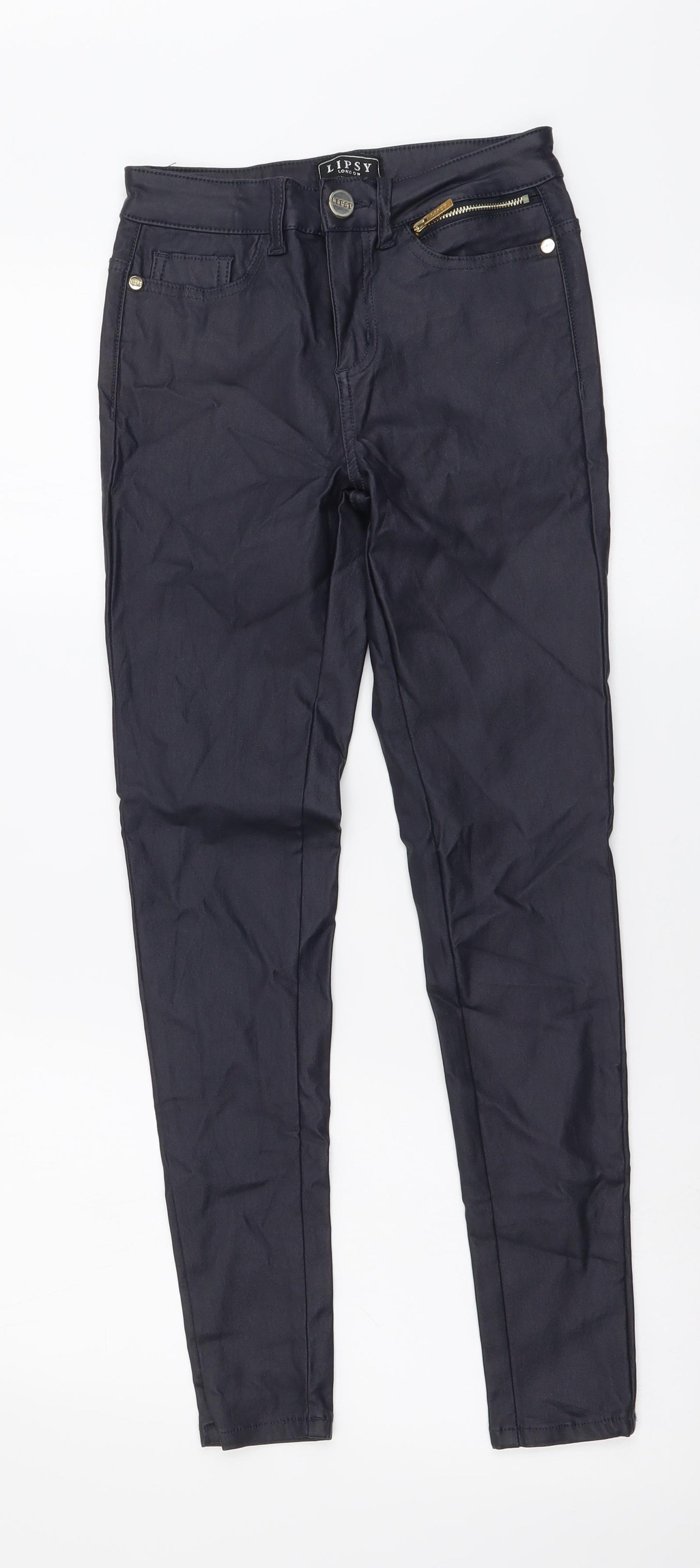 Lipsy Womens Blue Viscose Jegging Trousers Size 6 L27 in Regular Button
