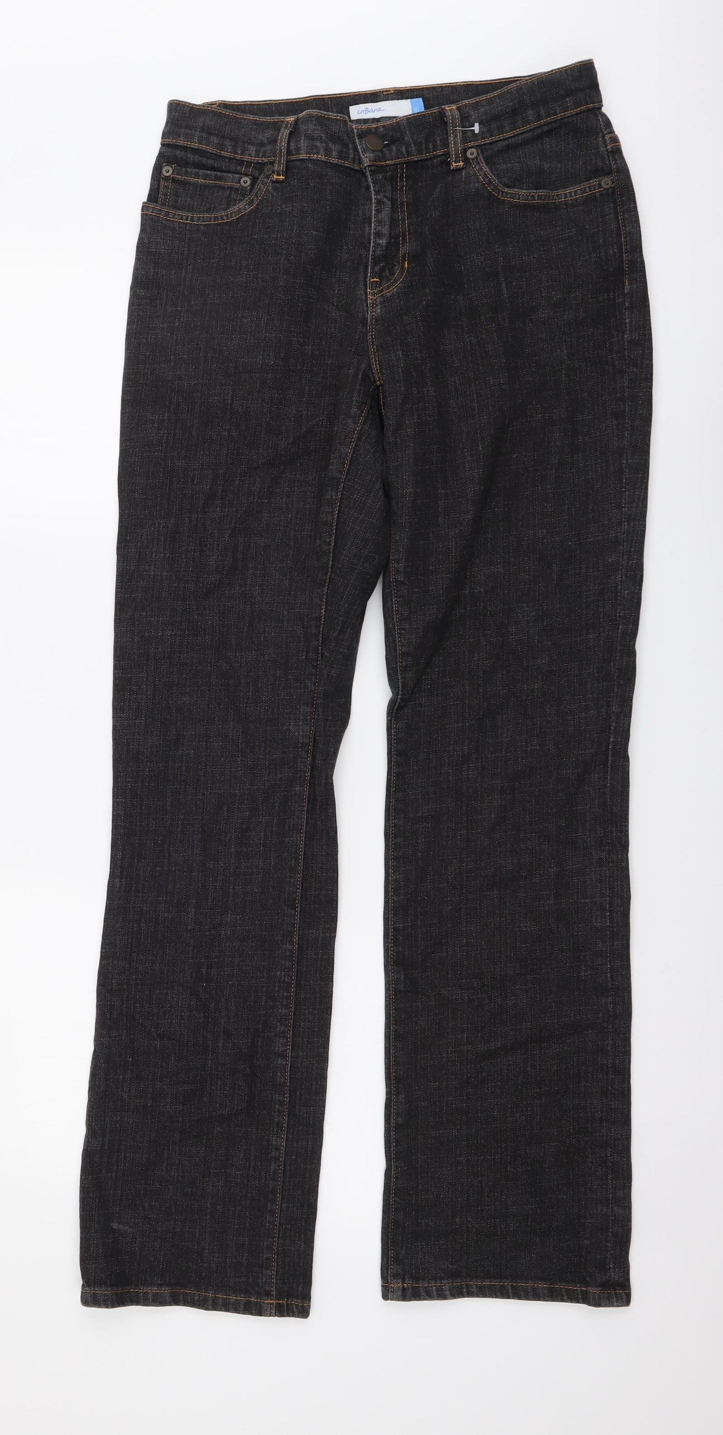 Urbane Womens Grey Cotton Straight Jeans Size 10 L31 in Regular Button