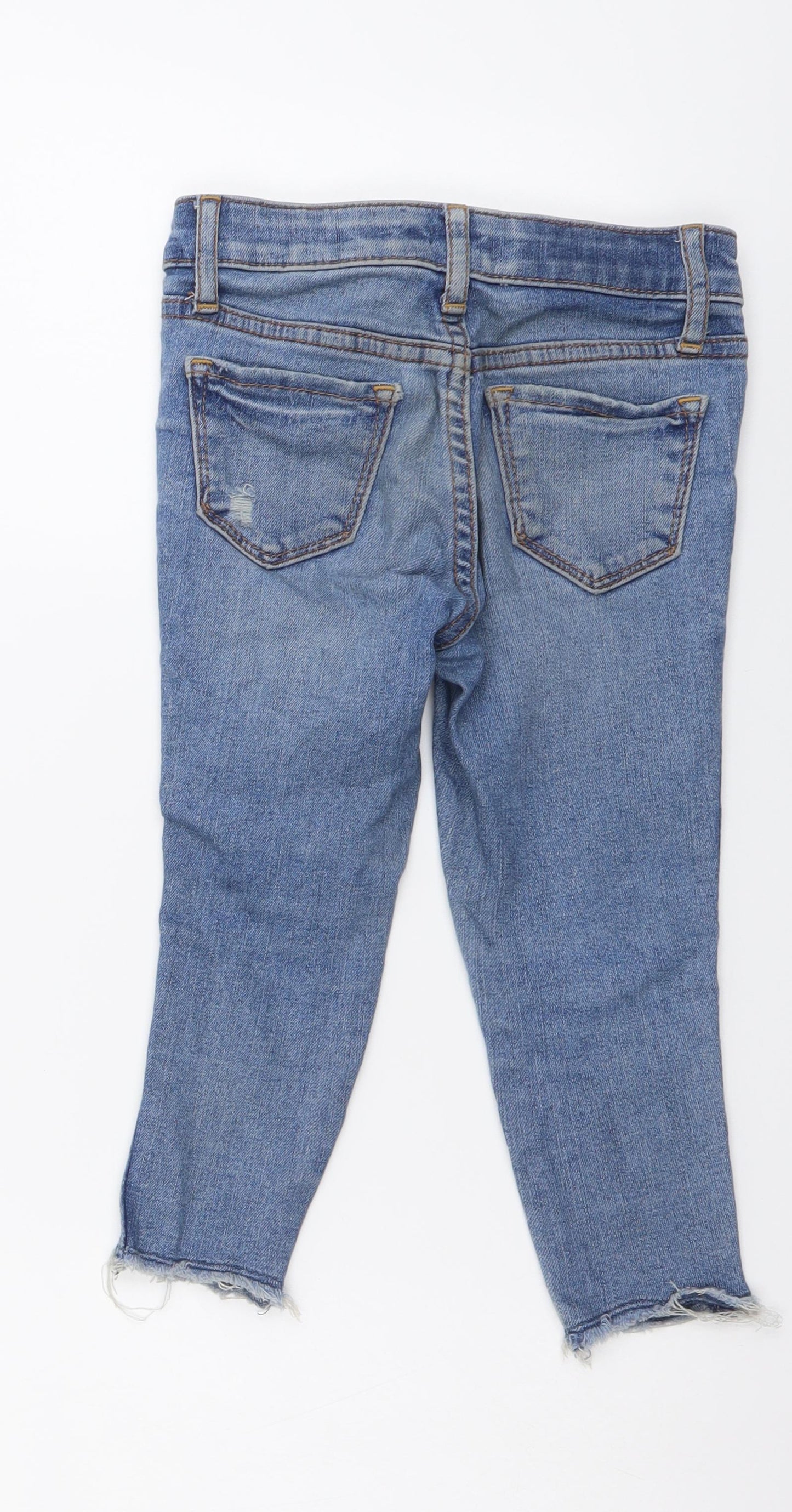 Gap Girls Blue Cotton Skinny Jeans Size 4 Years Regular Button