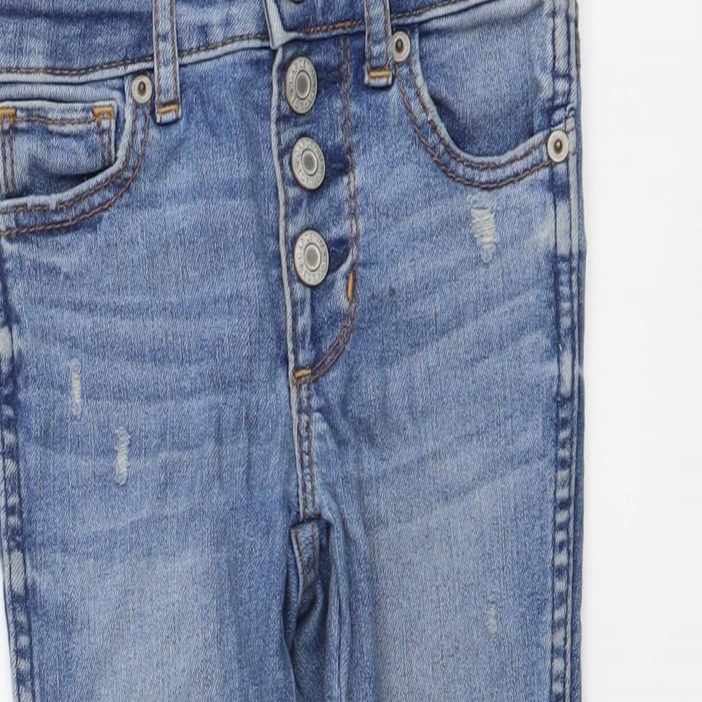 Gap Girls Blue Cotton Skinny Jeans Size 4 Years Regular Button
