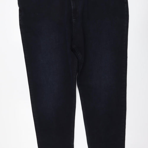 Marks and Spencer Womens Blue Cotton Skinny Jeans Size 24 L28 in Regular Button
