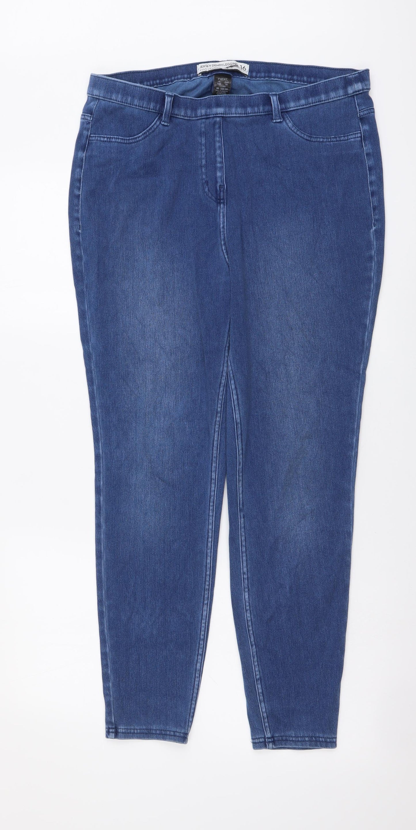 NEXT Womens Blue Cotton Jegging Leggings Size 16 L27 in