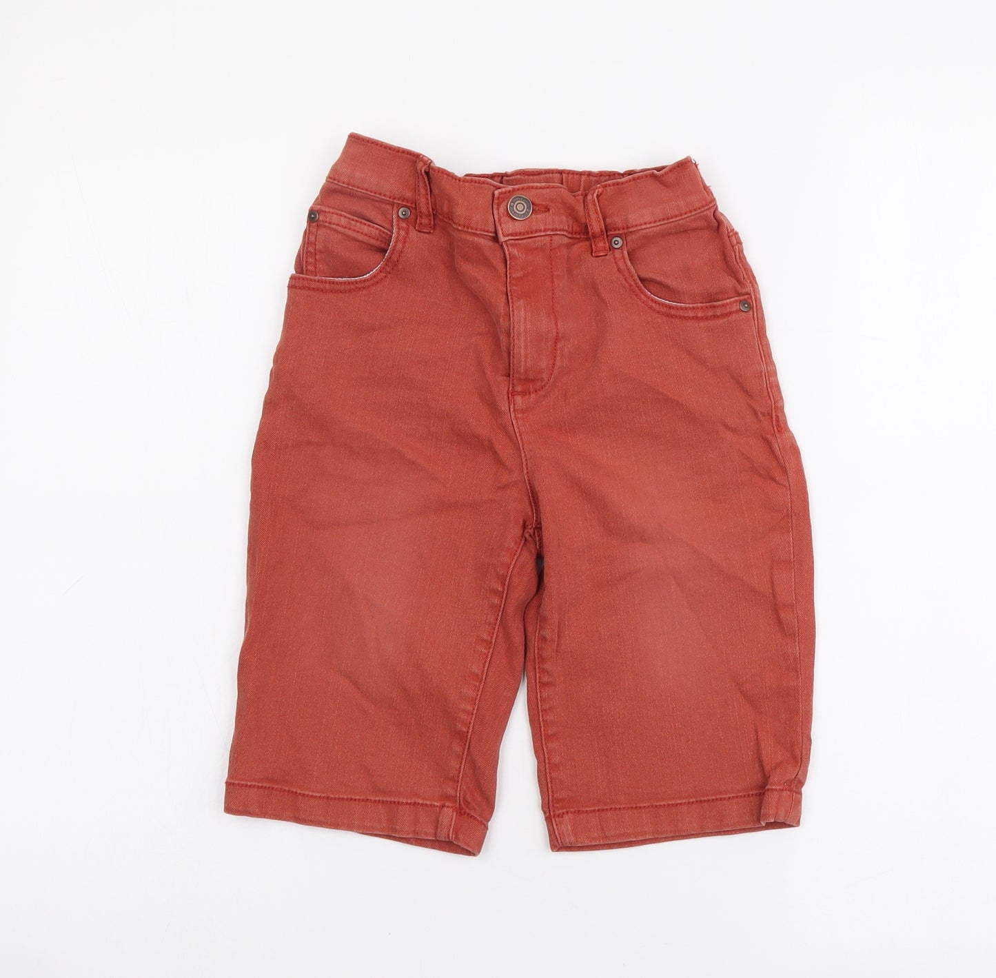TU Boys Red Cotton Bermuda Shorts Size 8 Years Regular Zip