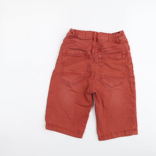 TU Boys Red Cotton Bermuda Shorts Size 8 Years Regular Zip