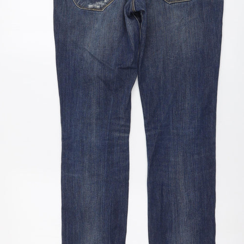 Lee Womens Blue Cotton Straight Jeans Size 27 in L31 in Regular Button