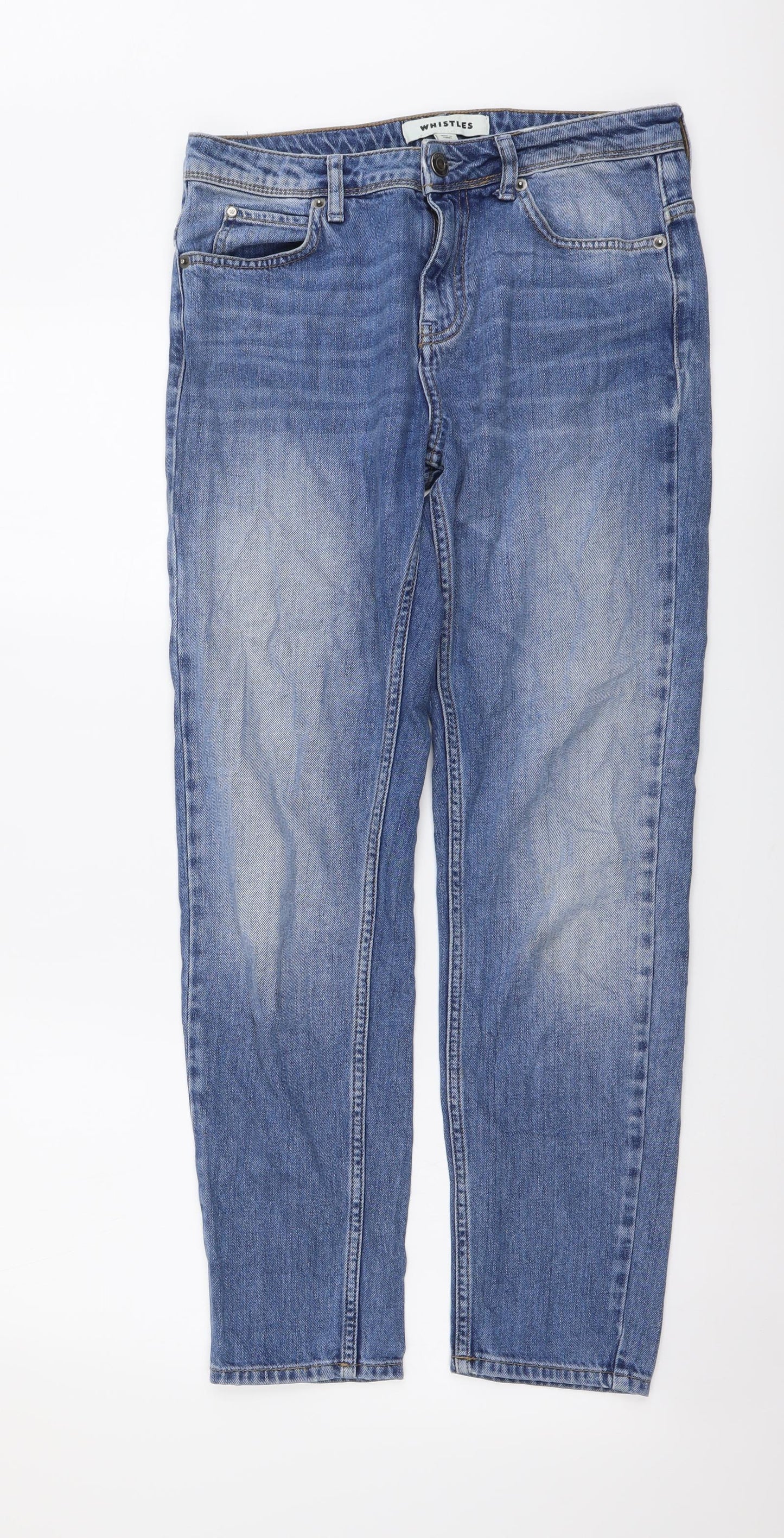 Whistles Womens Blue Cotton Straight Jeans Size 28 in L27 in Regular Button