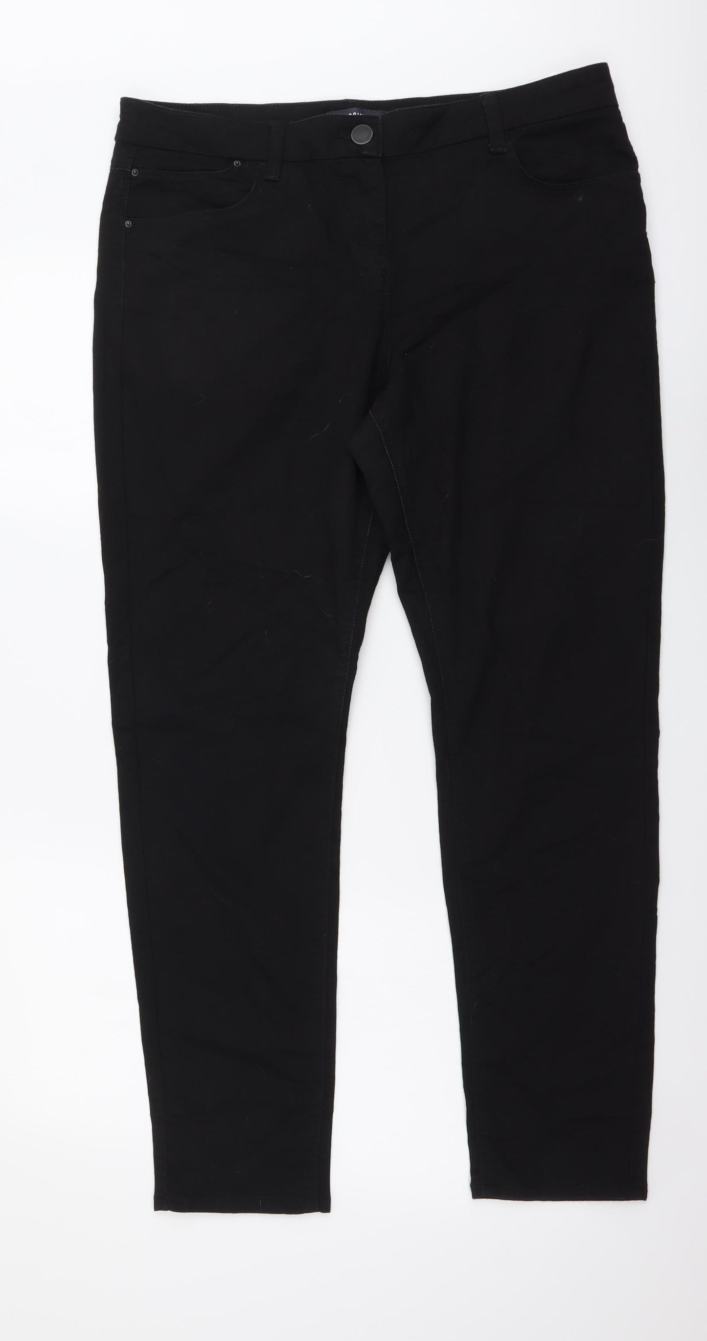 Marks and Spencer Womens Black Cotton Jegging Trousers Size 16 L29 in Regular Button