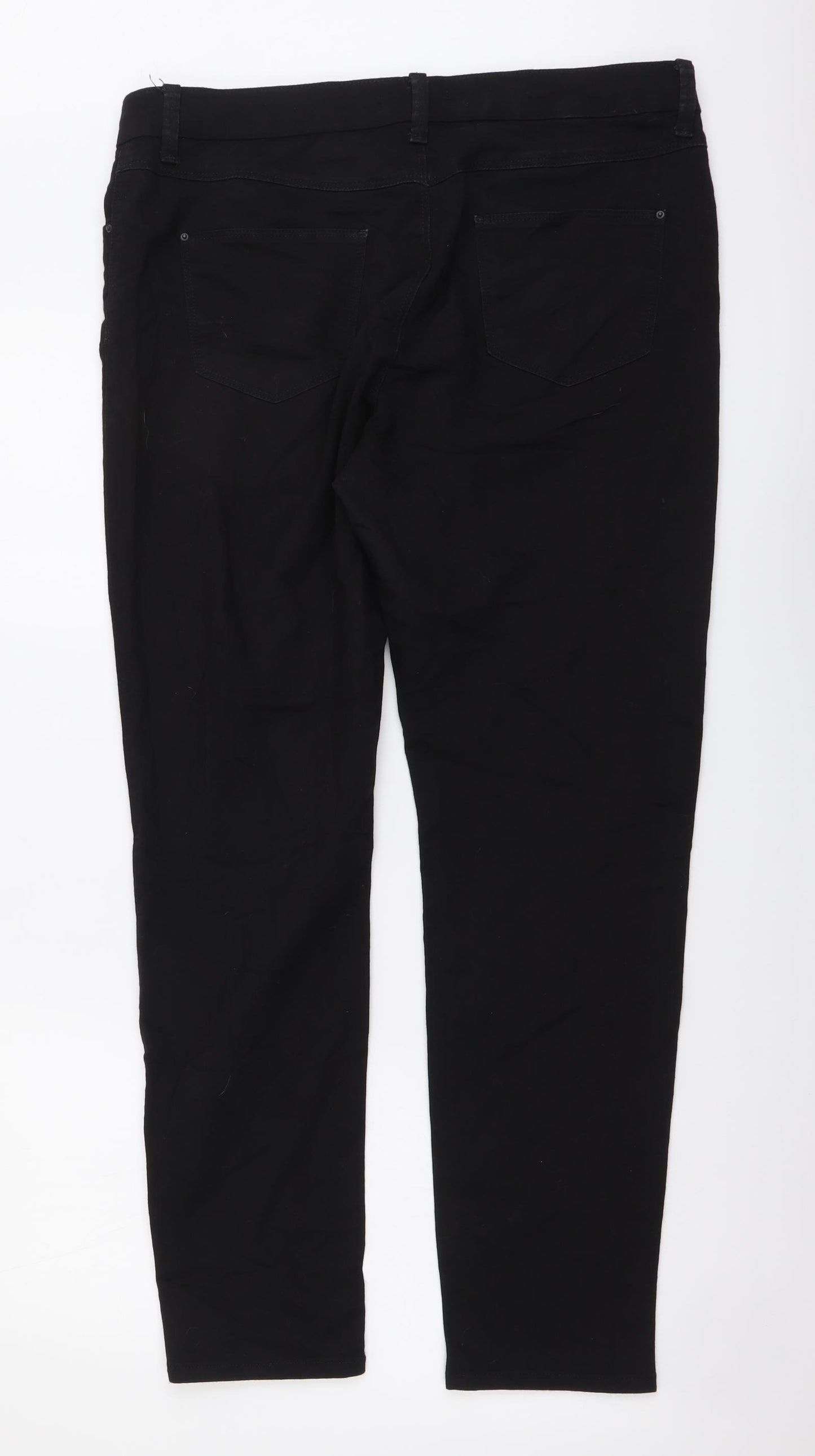 Marks and Spencer Womens Black Cotton Jegging Trousers Size 16 L29 in Regular Button