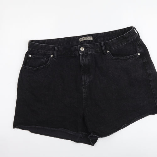 Denim & Co. Womens Black Cotton Cut-Off Shorts Size 20 L3 in Regular Button